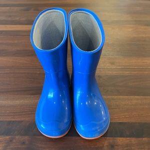Royal Blue toddler rain boots with orange sole.  Toddler size 5-6.